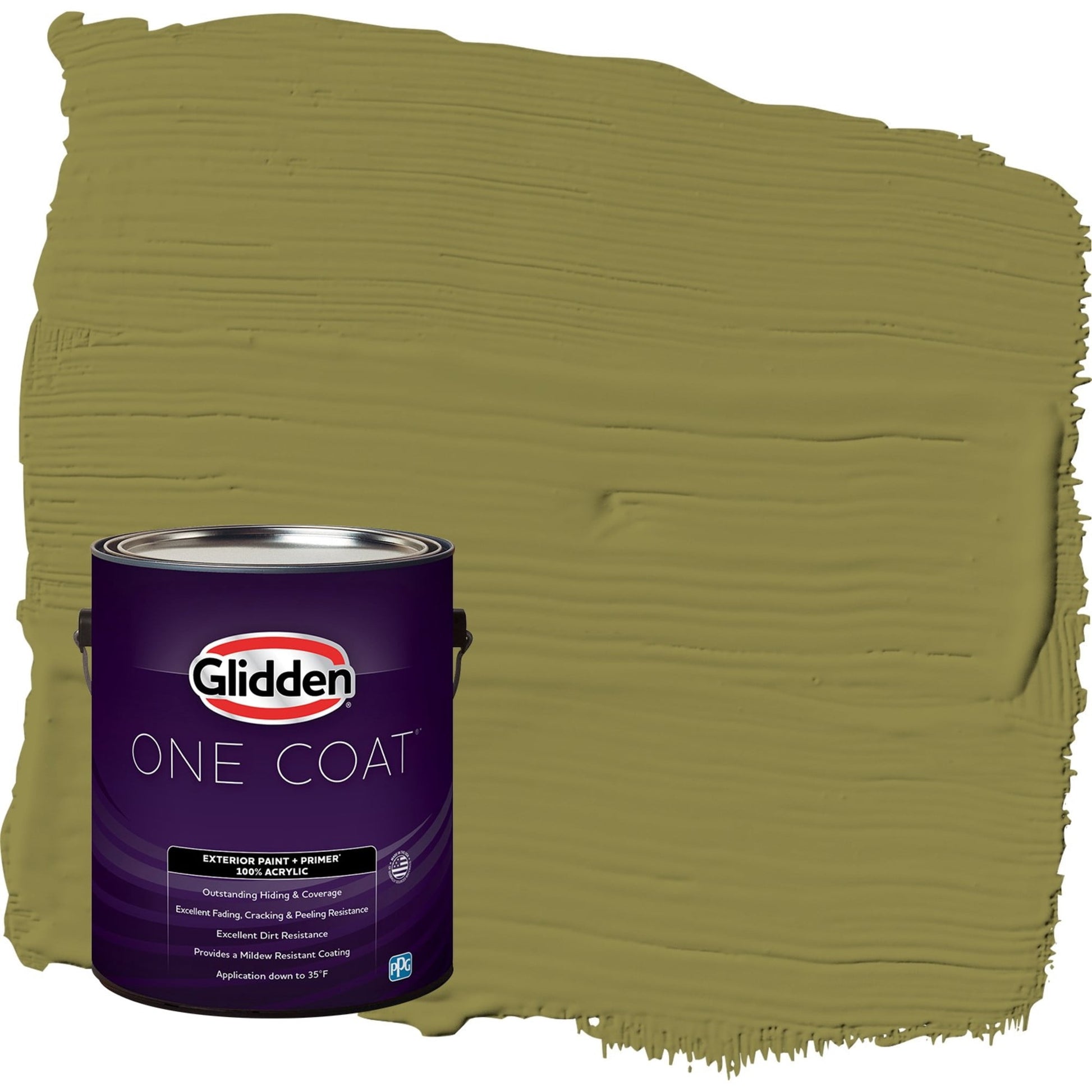 Glidden One Coat Frog's Legs / Green Flat Exterior Paint with Primer, 1 Gallon