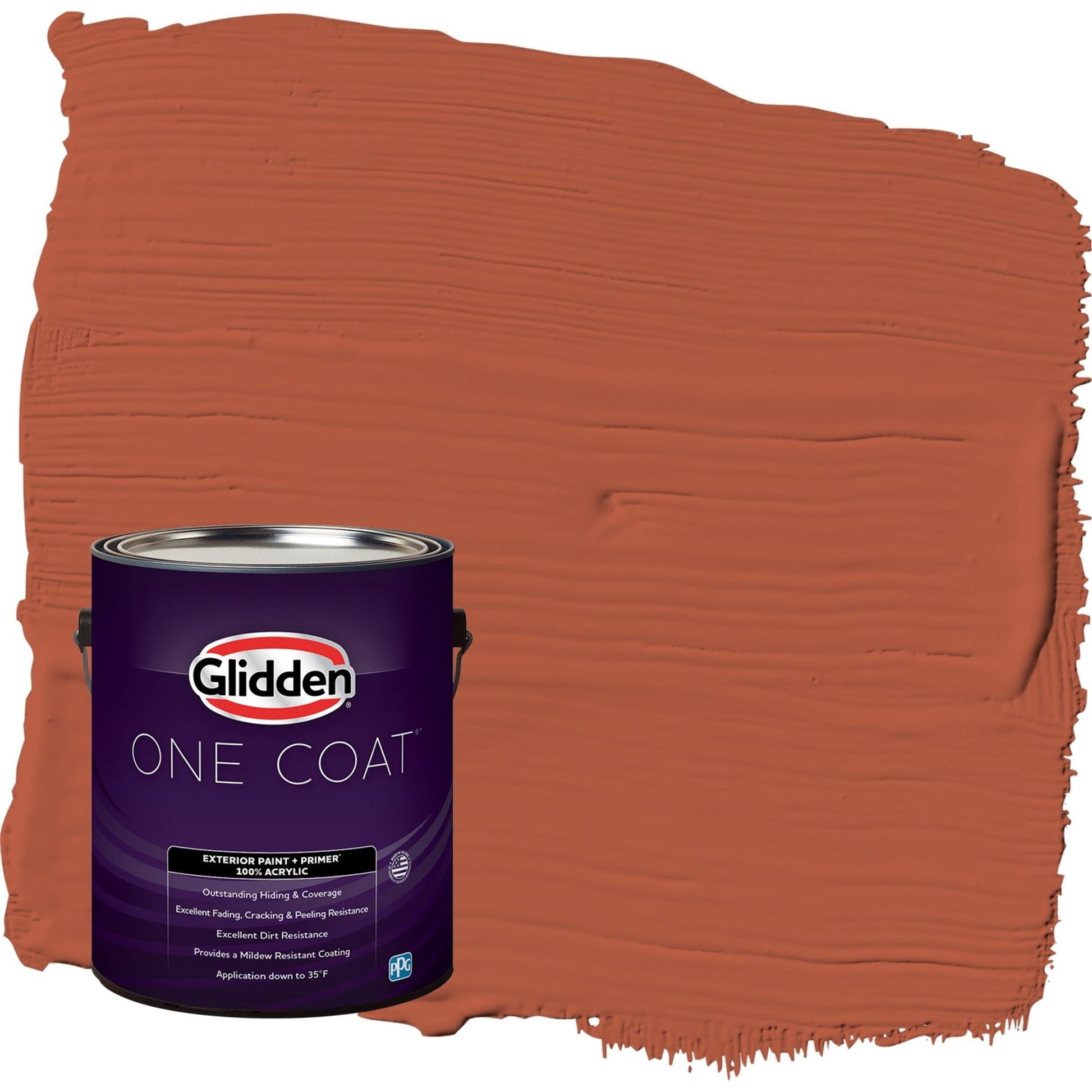 Glidden One Coat Glowing Firelight / Orange Satin Exterior Paint with Primer, 1 Gallon