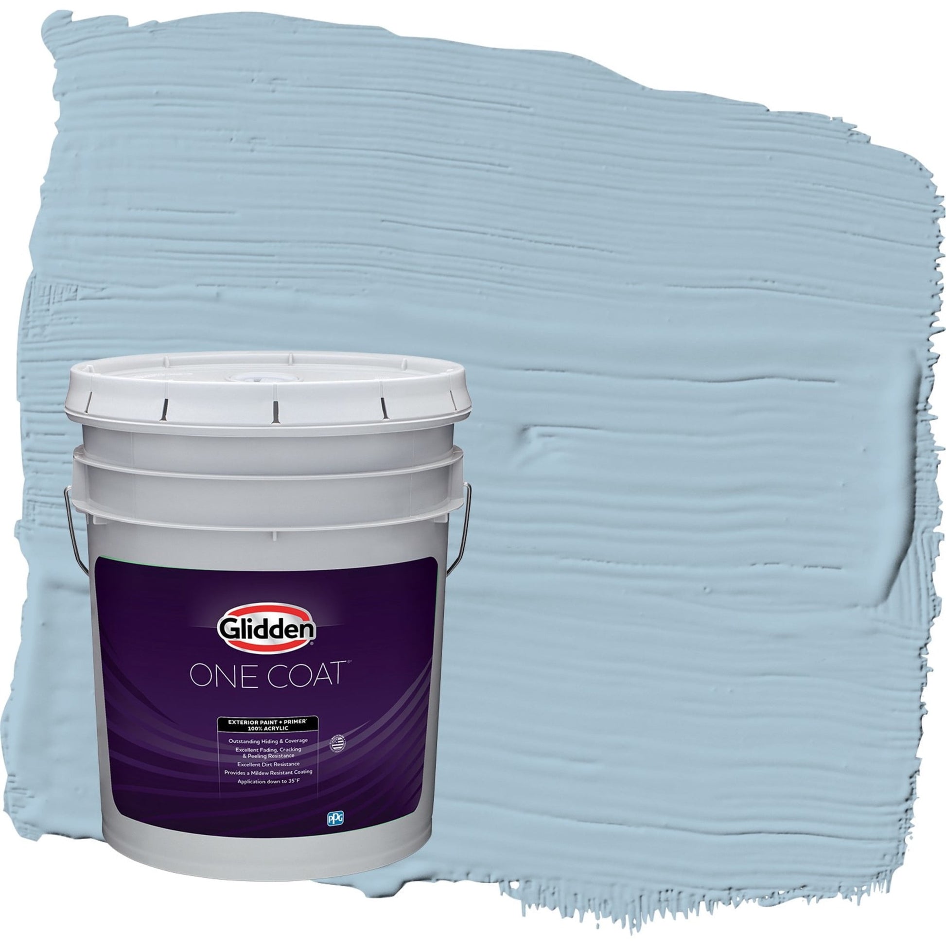 Glidden One Coat Pintura Exterior Satinada Elegante/azul con ImprimaciÃ³n, 5 Galones