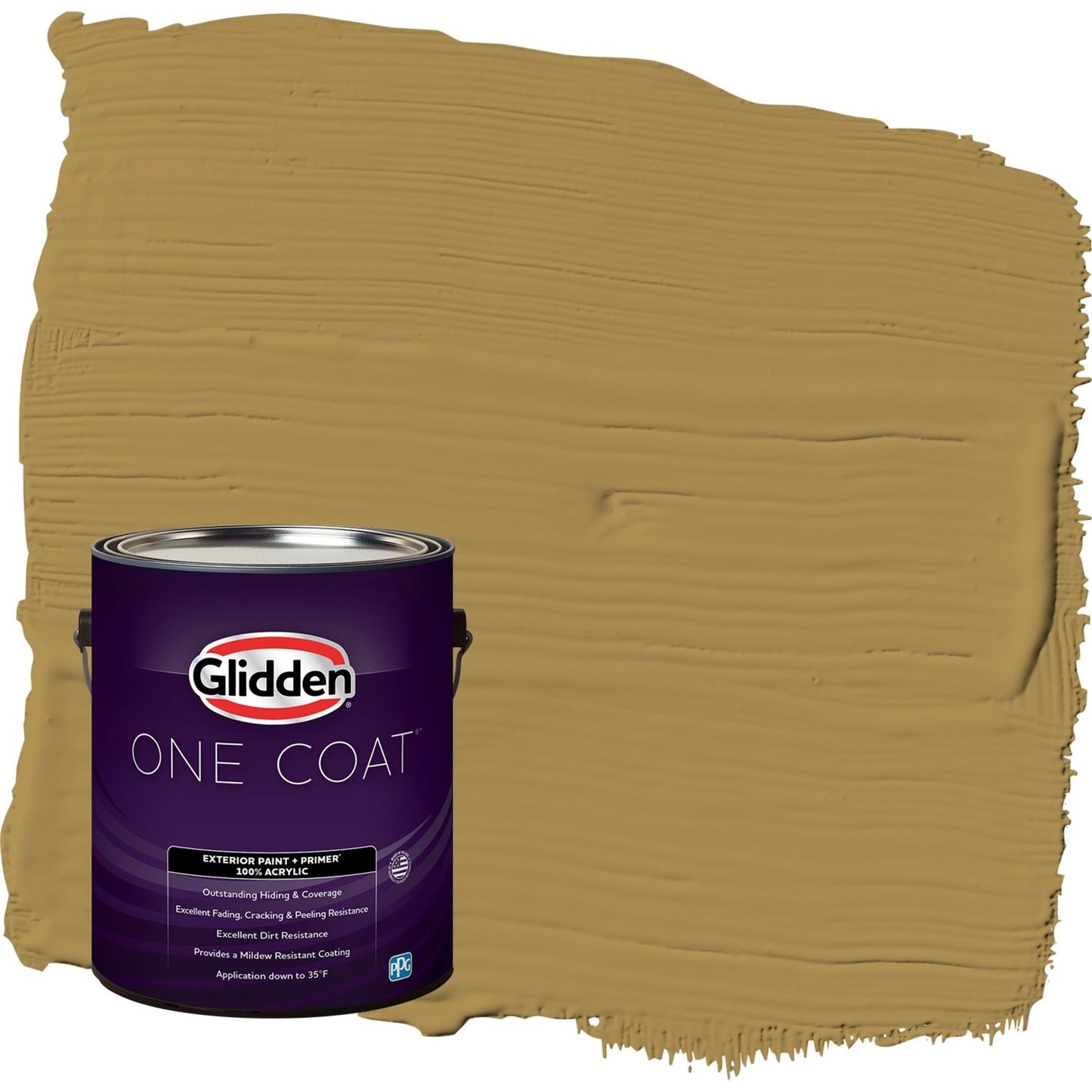 Glidden One Coat Graceful Gazelle / Brown Flat Exterior Paint with Primer, 1 Gallon