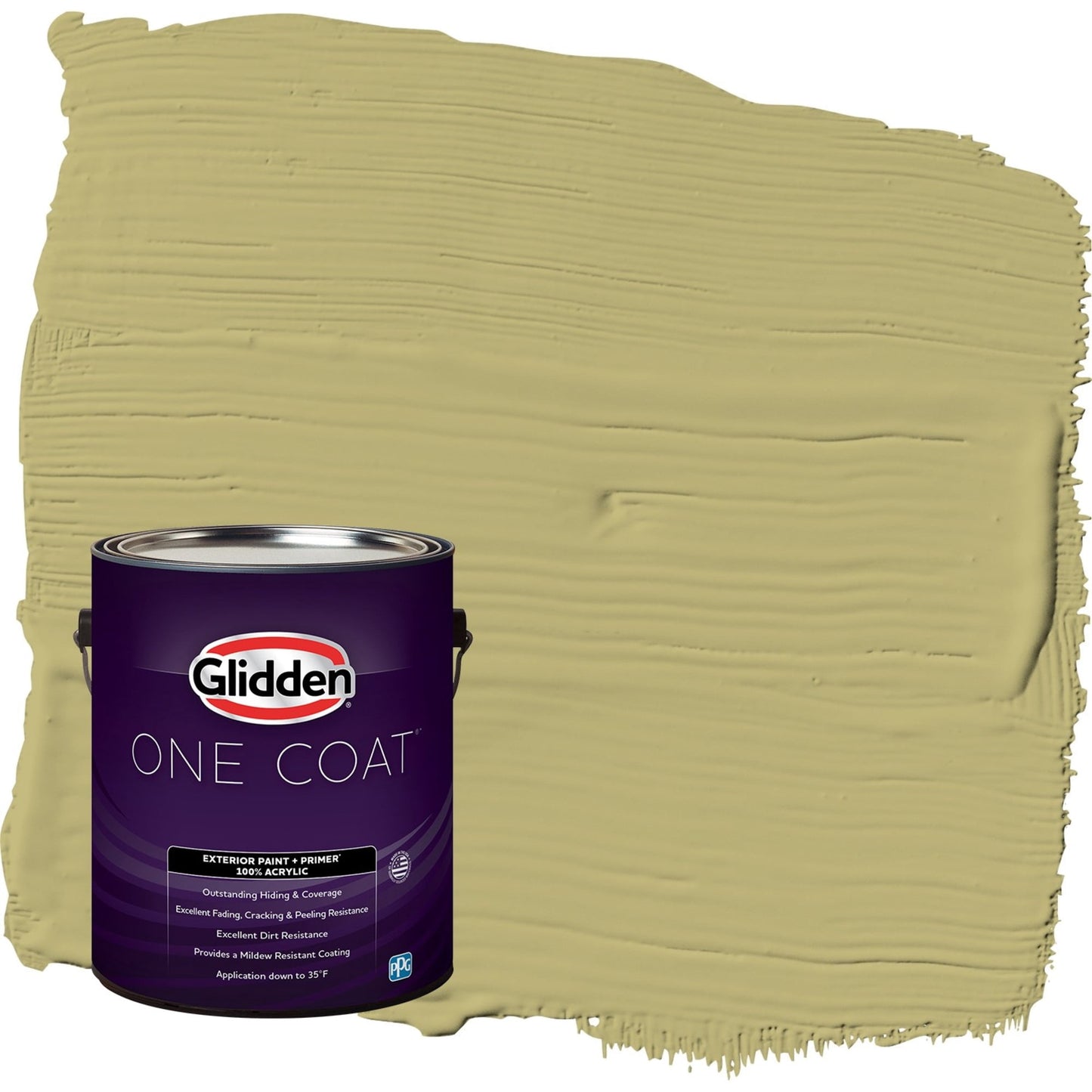 Glidden One Coat Gracious Glow / Green Satin Exterior Paint with Primer, 1 Gallon