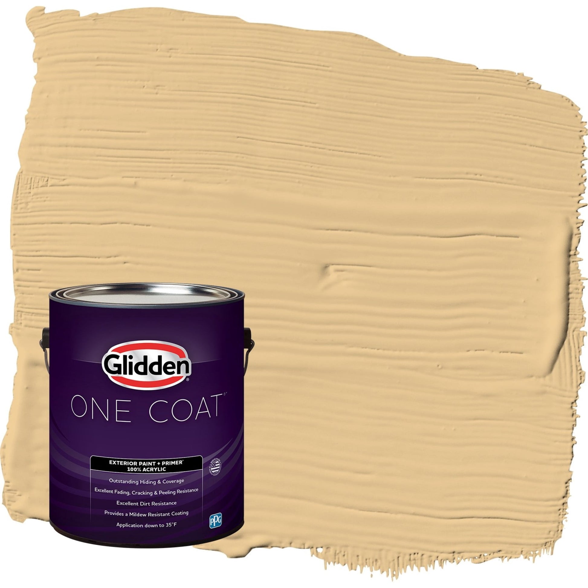 Glidden One Coat Halo / Yellow Satin Exterior Paint with Primer, 1 Gallon