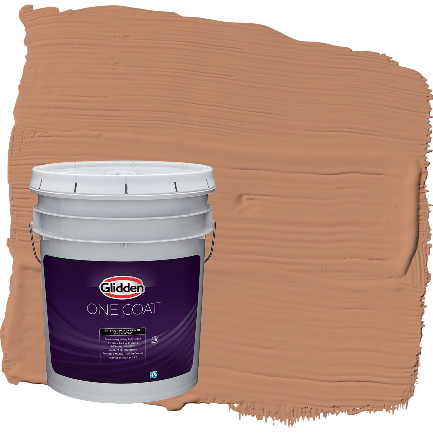 Glidden One Coat Honey Graham / Orange Semi-Gloss Exterior Paint with Primer, 5 Gallon