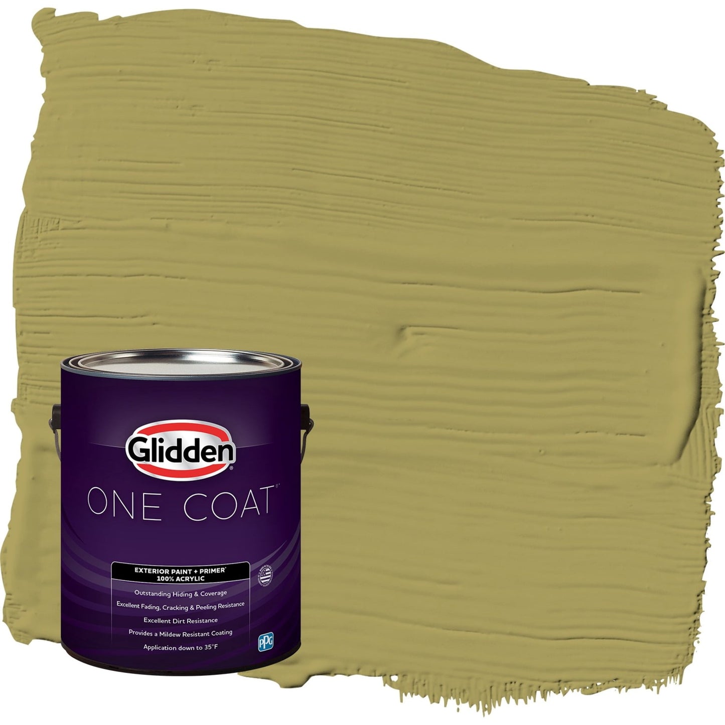 Glidden One Coat Loveliest Leaves / Green Satin Exterior Paint with Primer, 1 Gallon