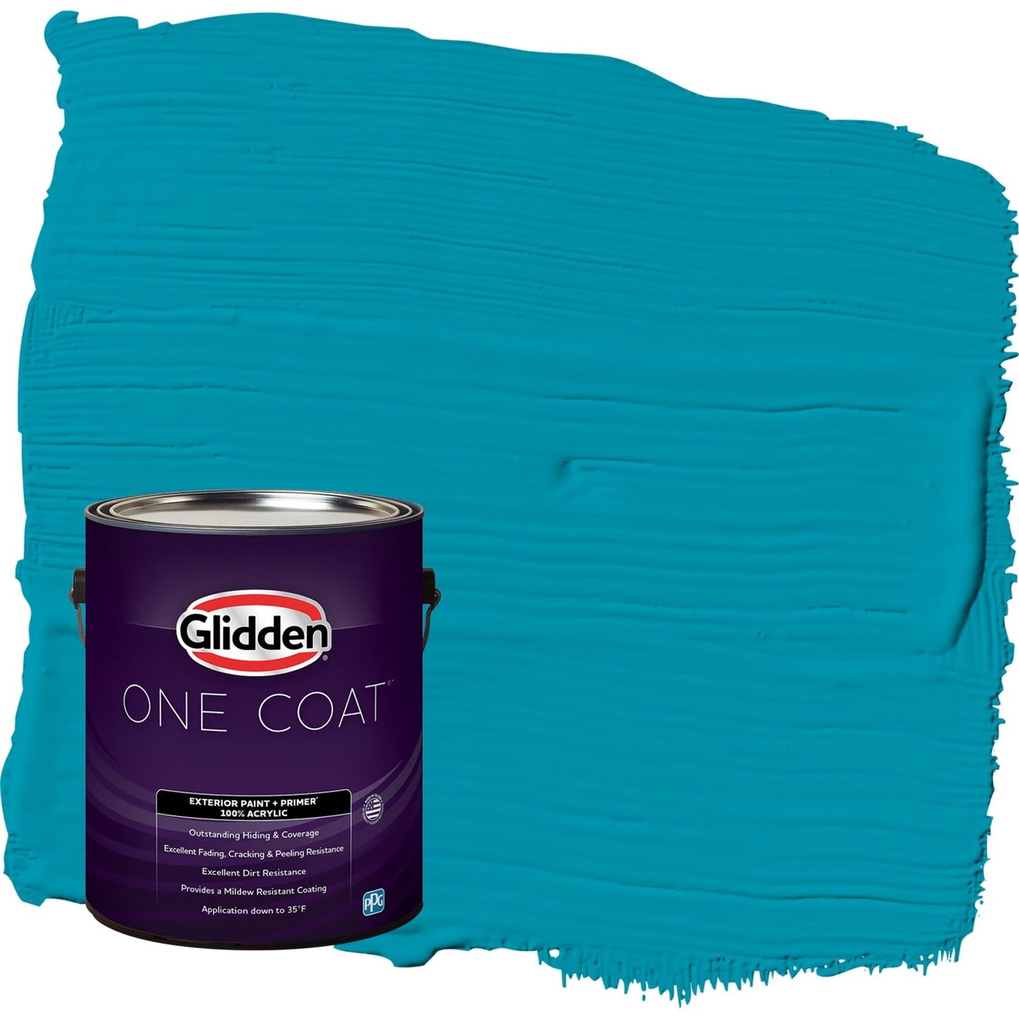 Glidden One Coat Mediterranean Blue / Blue Semi-Gloss Exterior Paint with Primer, 1 Gallon