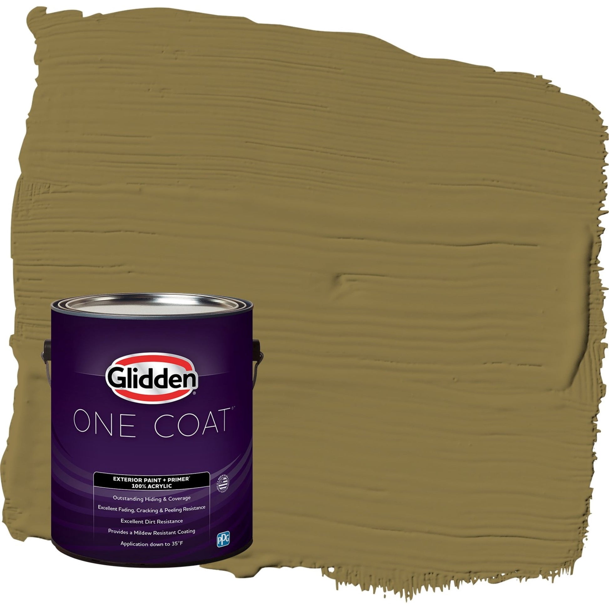 Glidden One Coat Pickled Okra / Green Flat Exterior Paint with Primer, 1 Gallon