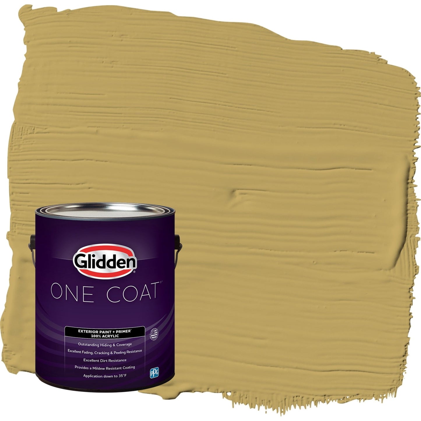 Glidden One Coat Shutter Bug / Yellow Flat Exterior Paint with Primer, 1 Gallon