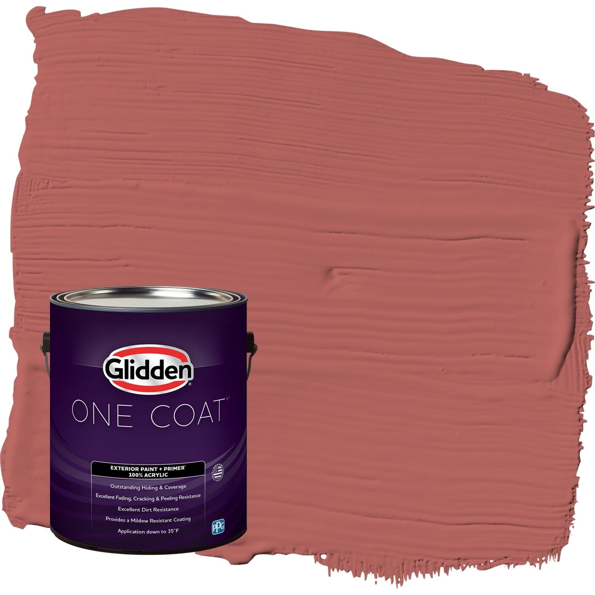 Glidden One Coat Sienna Red / Red Semi-Gloss Exterior Paint with Primer, 1 Gallon