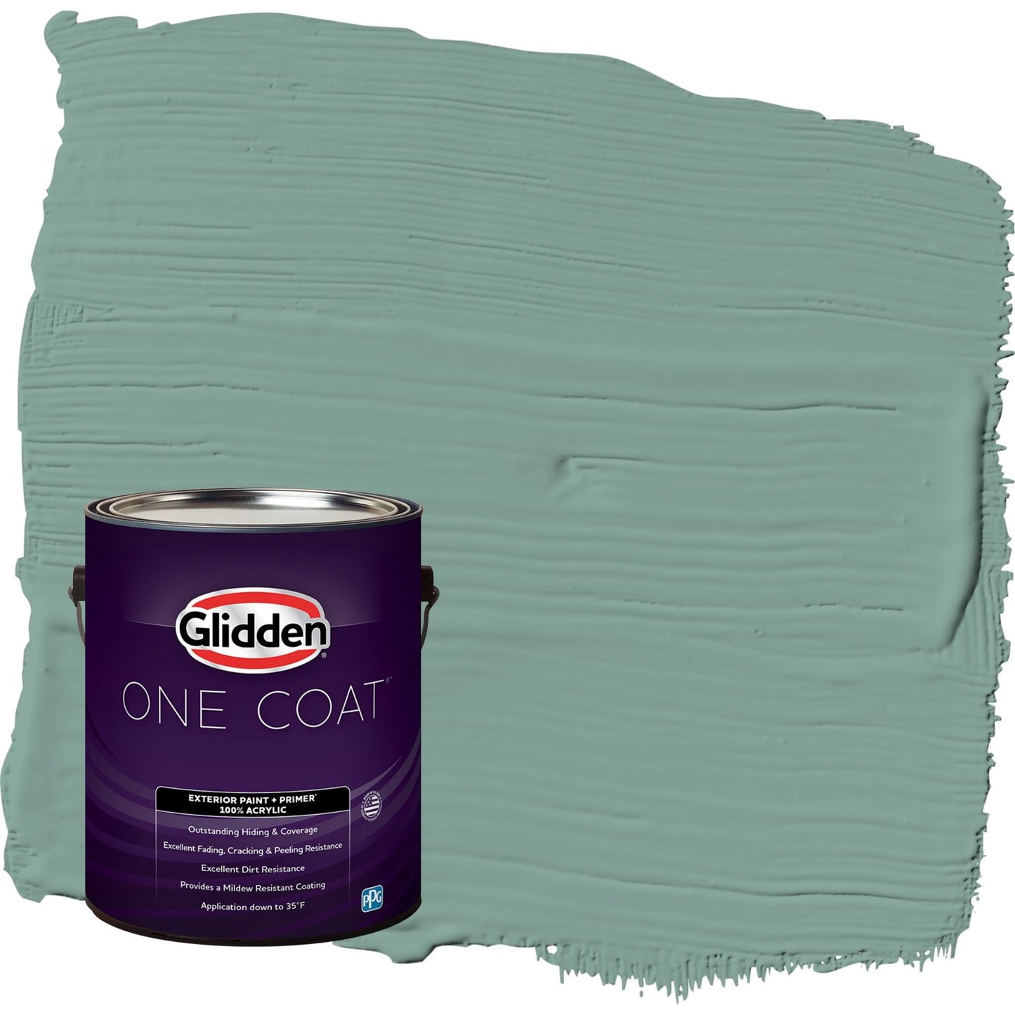Glidden One Coat Silver Laurel / Green Flat Exterior Paint with Primer, 1 Gallon