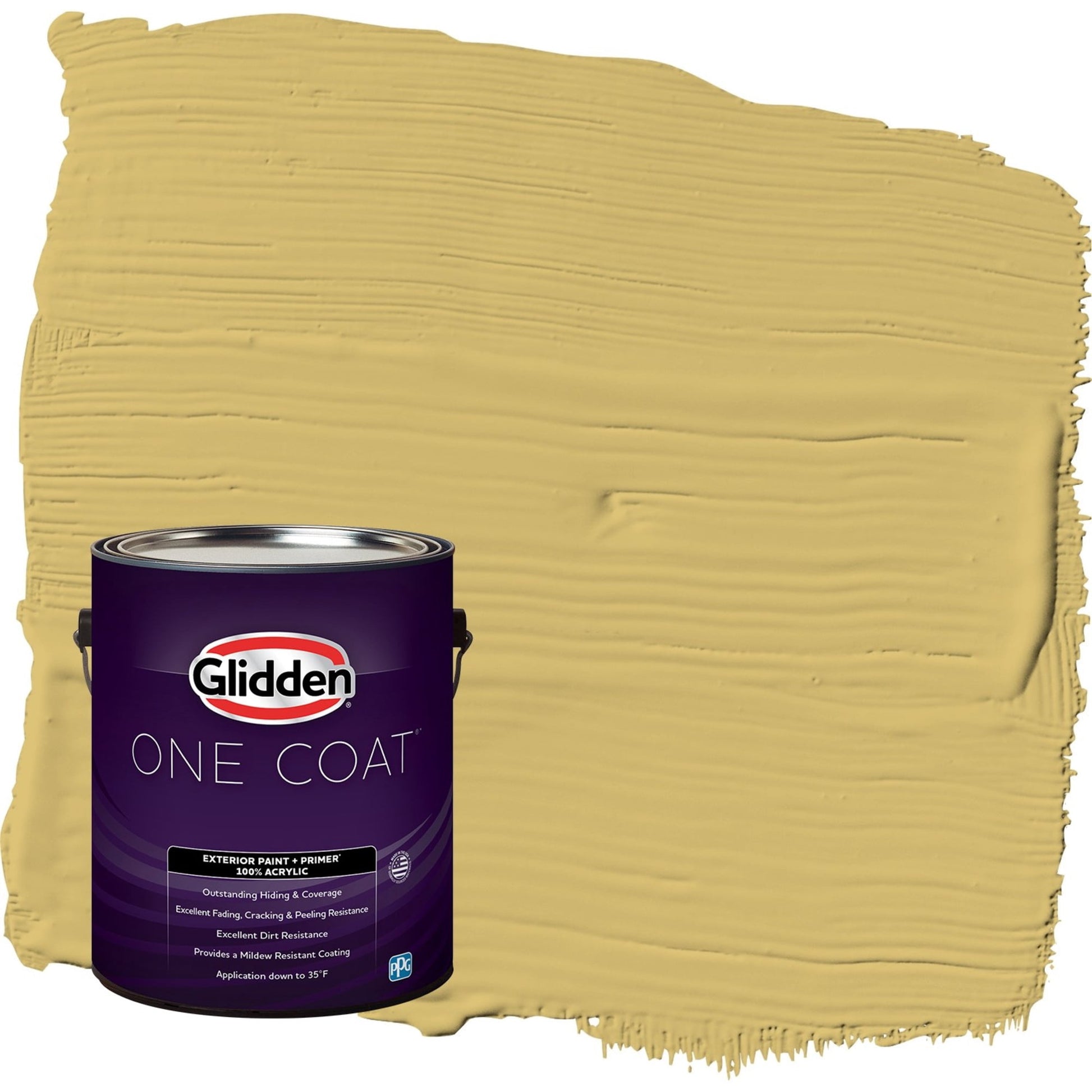 Glidden One Coat Spicy Mustard / Yellow Semi-Gloss Exterior Paint with Primer, 1 Gallon