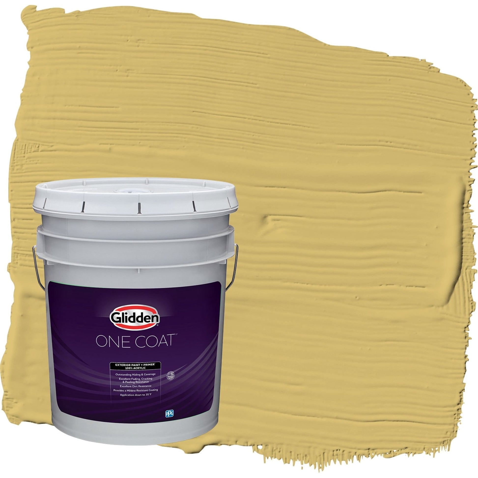 Glidden One Coat Spicy Mustard / Yellow Semi-Gloss Exterior Paint with Primer, 5 Gallon
