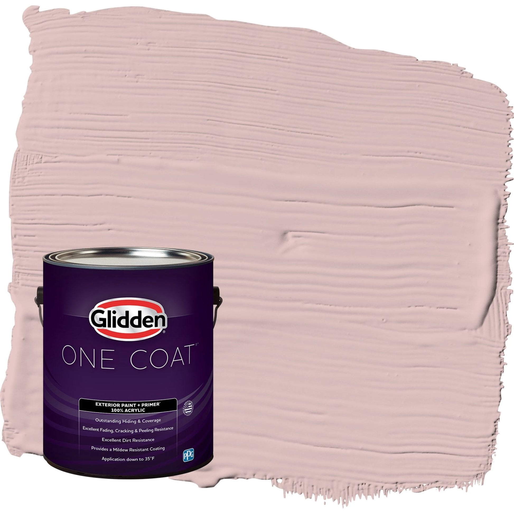Glidden One Coat Tea Time / Pink Flat Exterior Paint with Primer, 1 Gallon