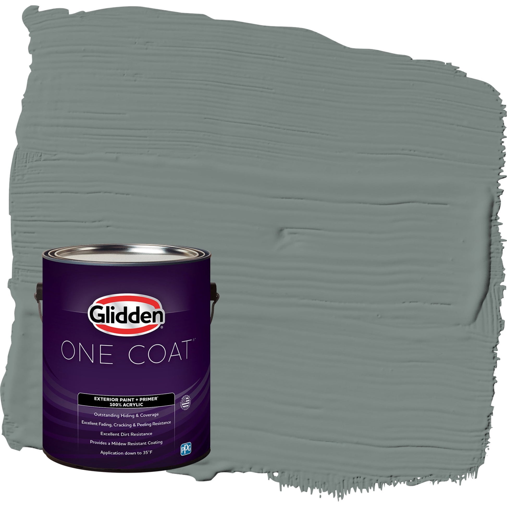 Glidden One Coat Thunderbolt / Gray Semi-Gloss Exterior Paint with Primer, 1 Gallon