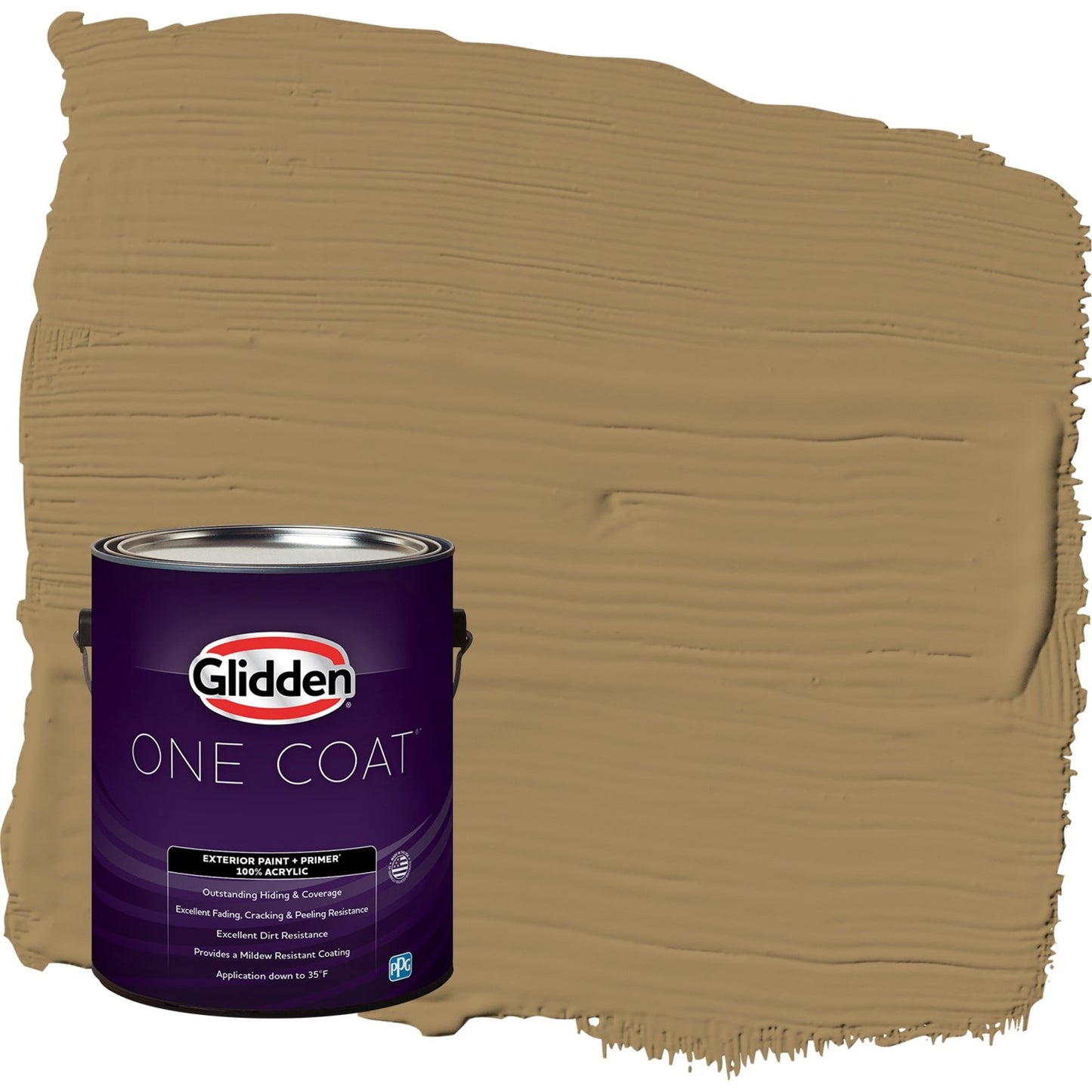 Glidden One Coat Timber Beam / Brown Flat Exterior Paint with Primer, 1 Gallon