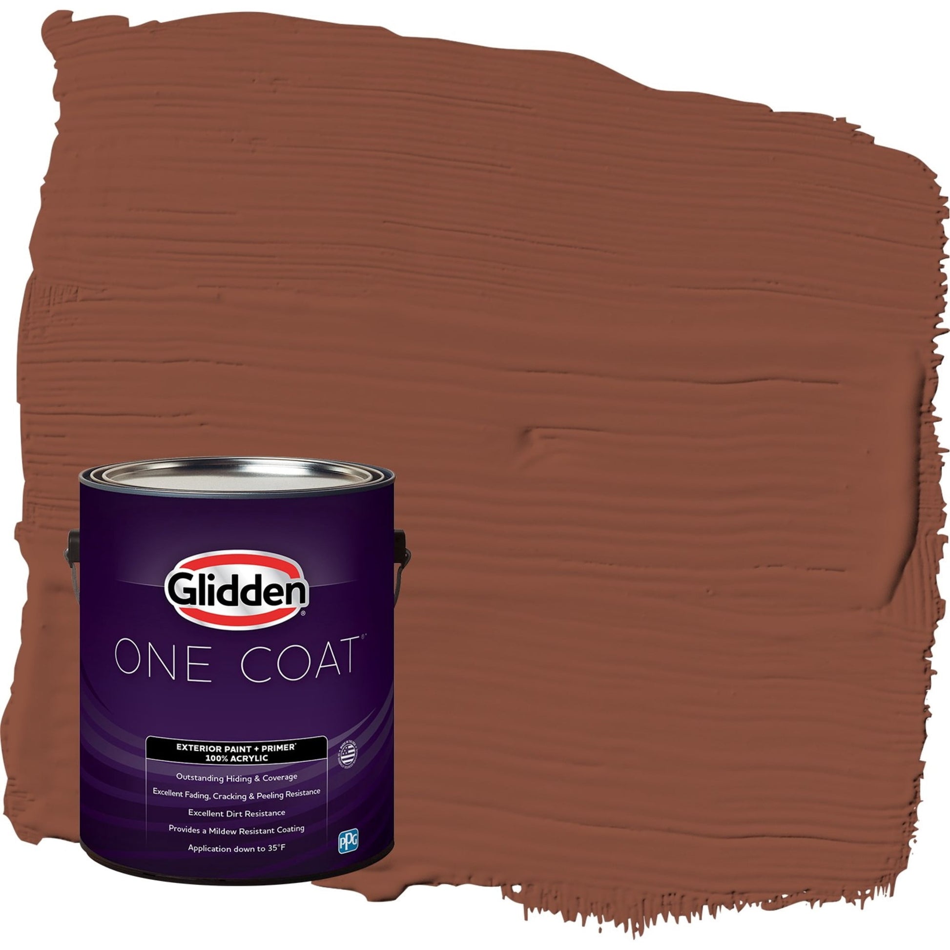 Glidden One Coat Warm Wassail / Orange Satin Exterior Paint with Primer, 1 Gallon