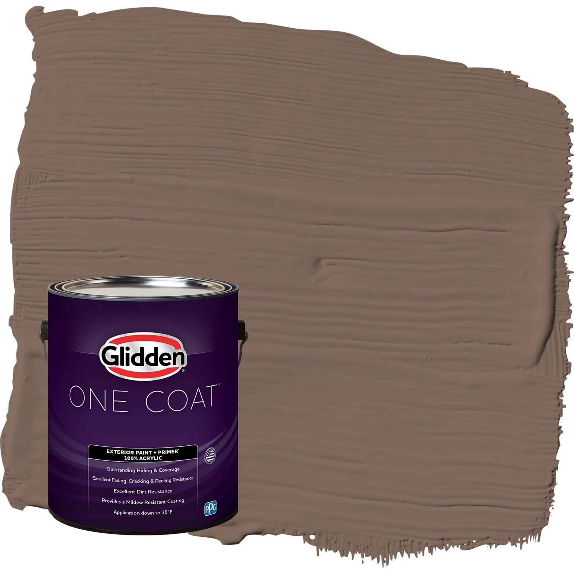Glidden One Coat Warrior / Brown Flat Exterior Paint with Primer, 1 Gallon