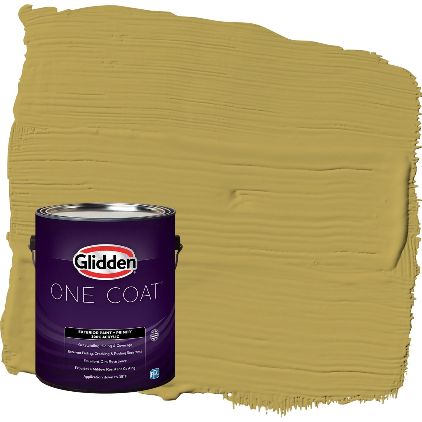 Glidden One Coat Woolen Mittens / Green Flat Exterior Paint with Primer, 1 Gallon