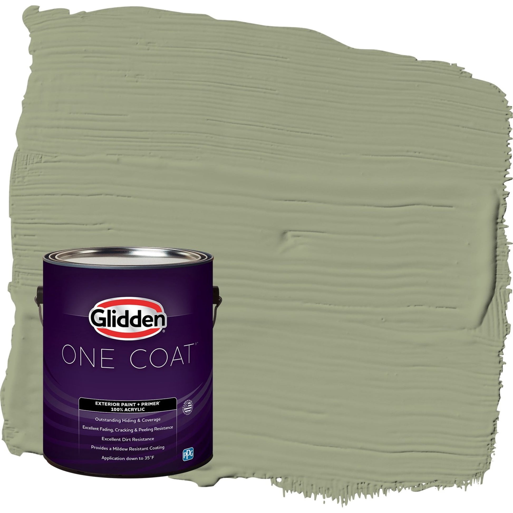 Glidden One Coat Zebra Grass / Green Flat Exterior Paint with Primer, 1 Gallon