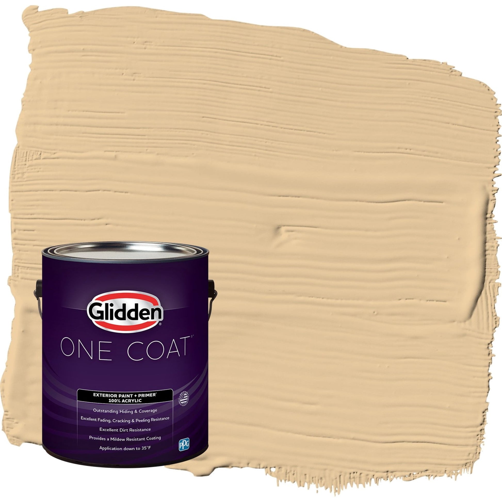 Glidden One Coat Faint Fawn / Yellow Satin Exterior Paint with Primer, 1 Gallon