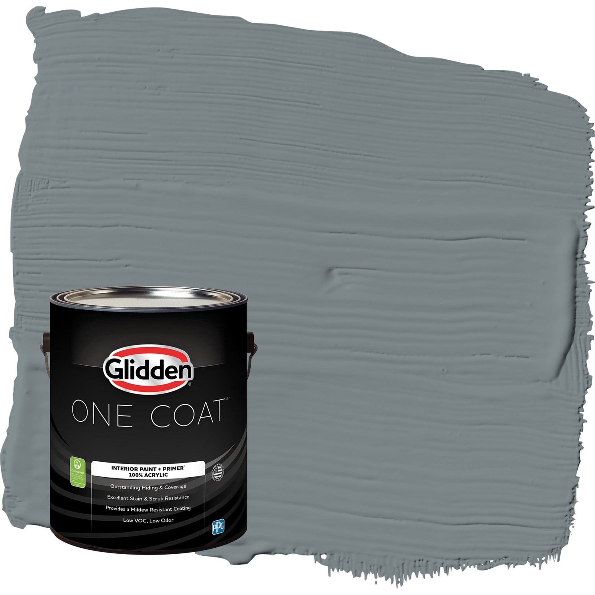 Glidden One Coat Garrison Gray / Grey Eggshell Interior Paint with Primer, 1 Gallon