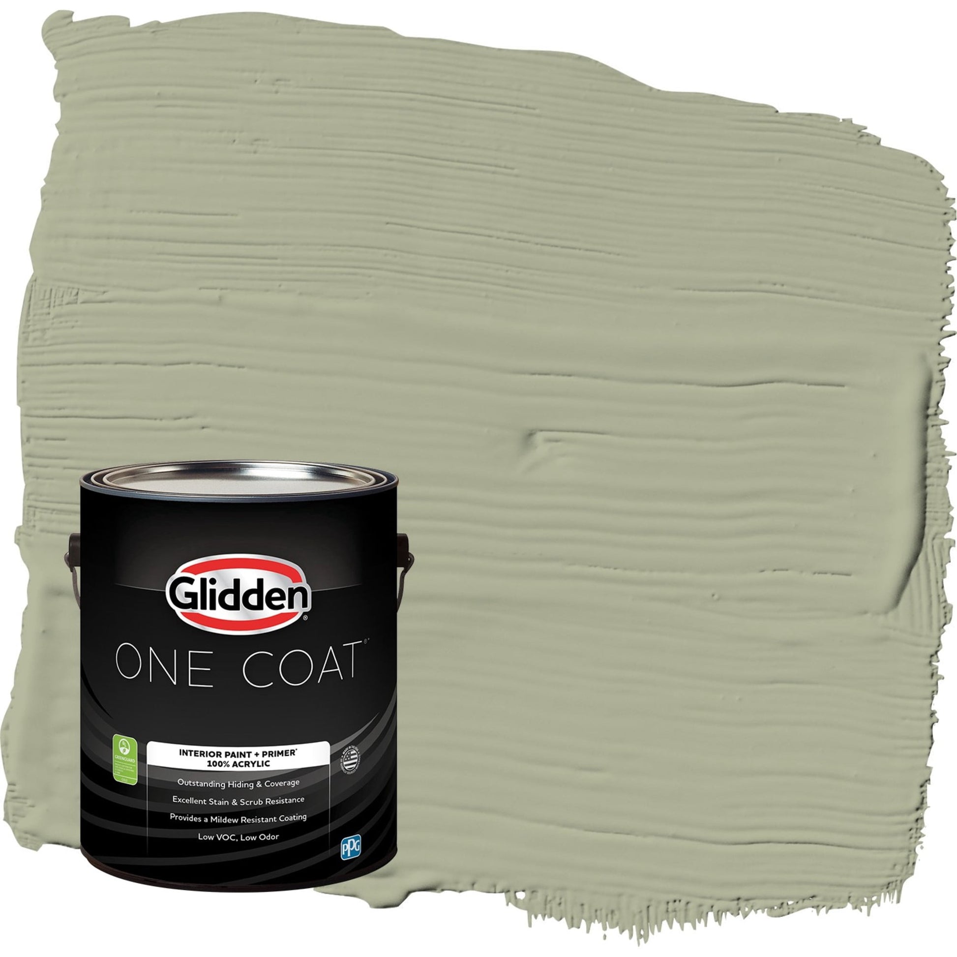 Glidden One Coat Olive Sprig / Green Eggshell Interior Paint with Primer, 1 Gallon