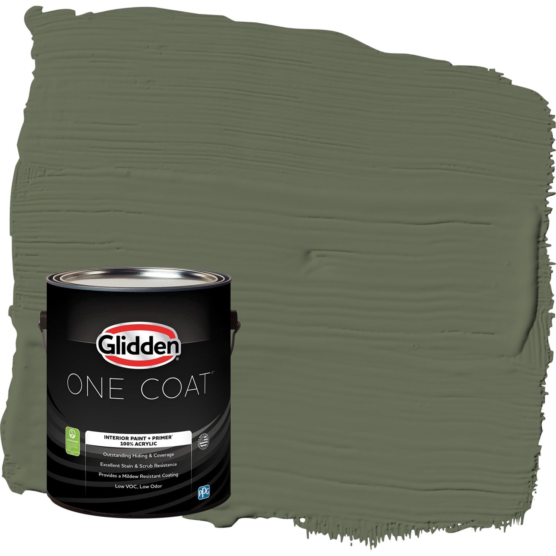 Glidden One Coat All About Olive / Green Semi-Gloss Interior Paint with Primer, 1 Gallon