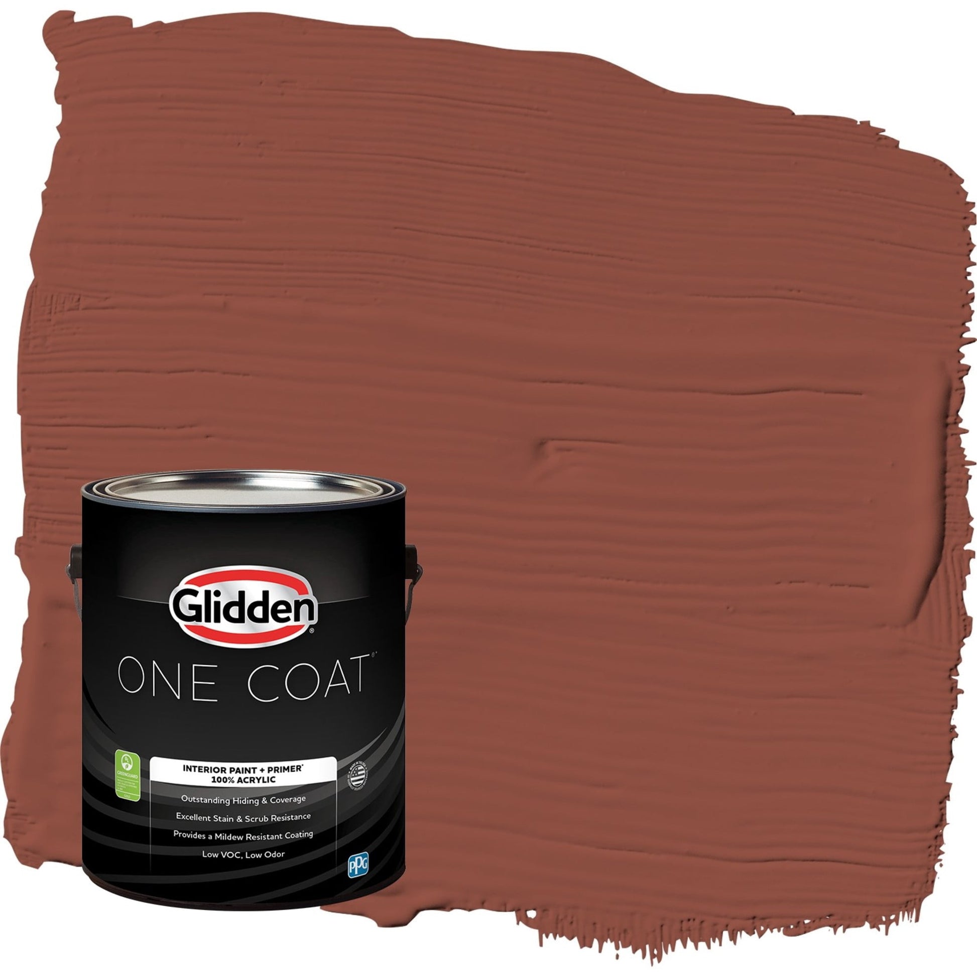 Glidden One Coat Baked Bean / Red Flat Interior Paint with Primer, 1 Gallon