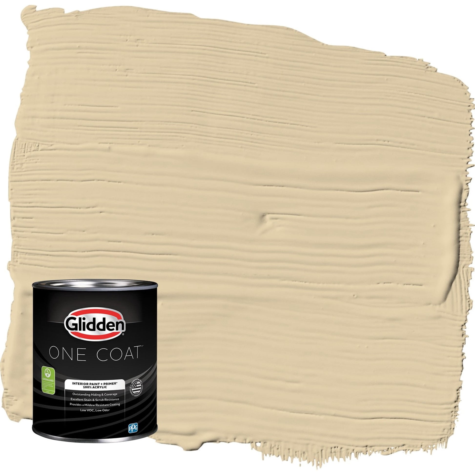 Glidden One Coat Cookie Dough / Beige Flat Interior Paint with Primer, 1 Quart
