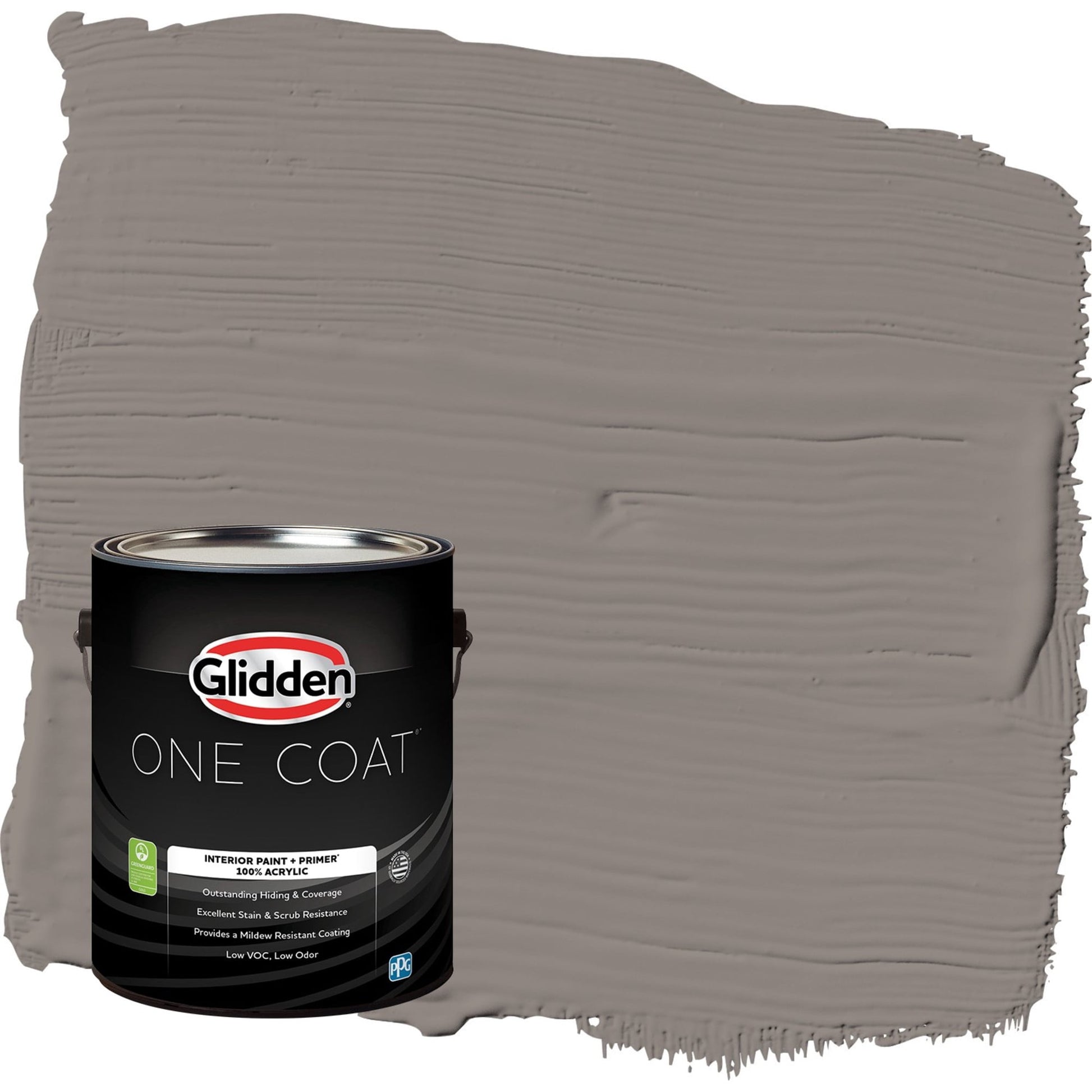 Glidden One Coat Elephant Gray / Grey Eggshell Interior Paint with Primer, 1 Gallon