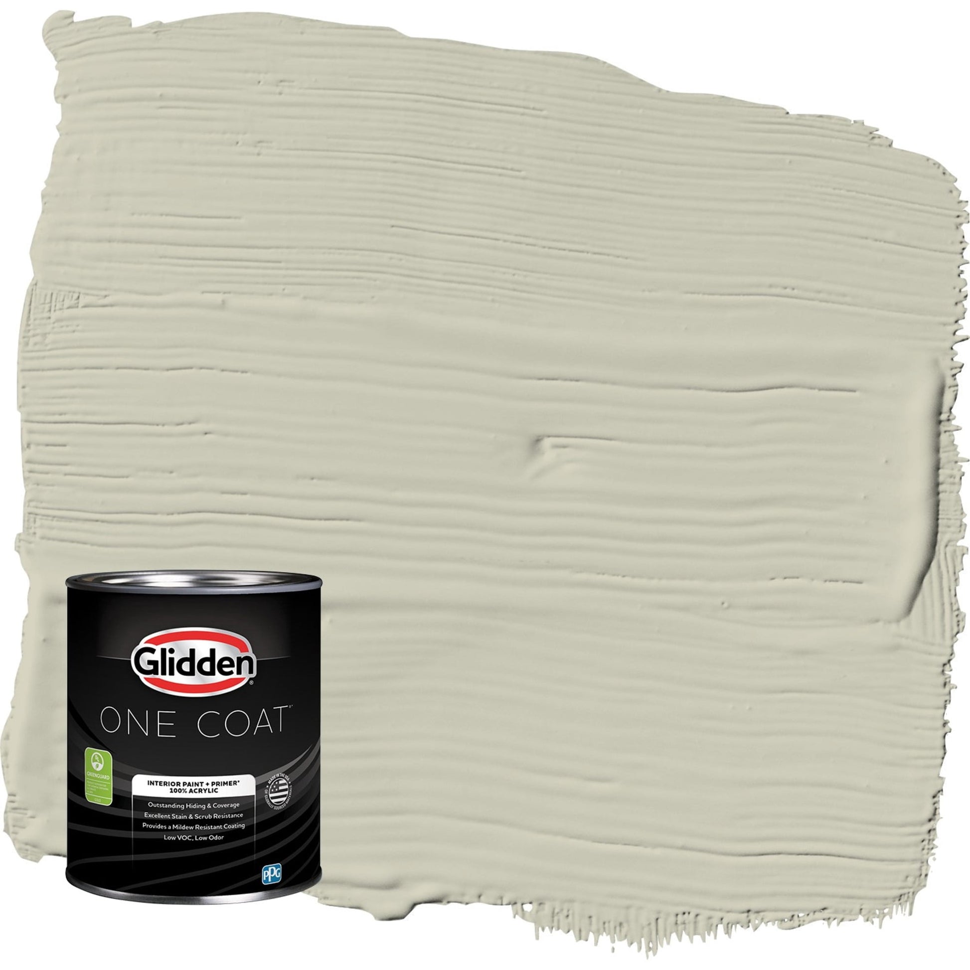 Glidden One Coat French Gray Linen / Grey Semi-Gloss Interior Paint with Primer, 1 Quart