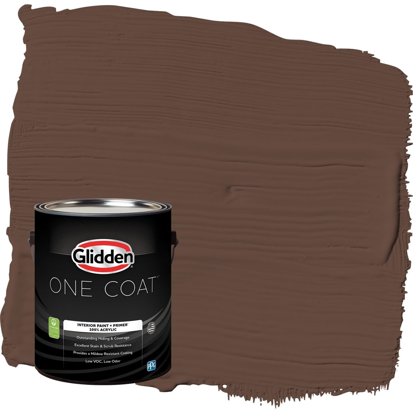 Glidden One Coat Fudge / Brown Flat Interior Paint with Primer, 1 Gallon