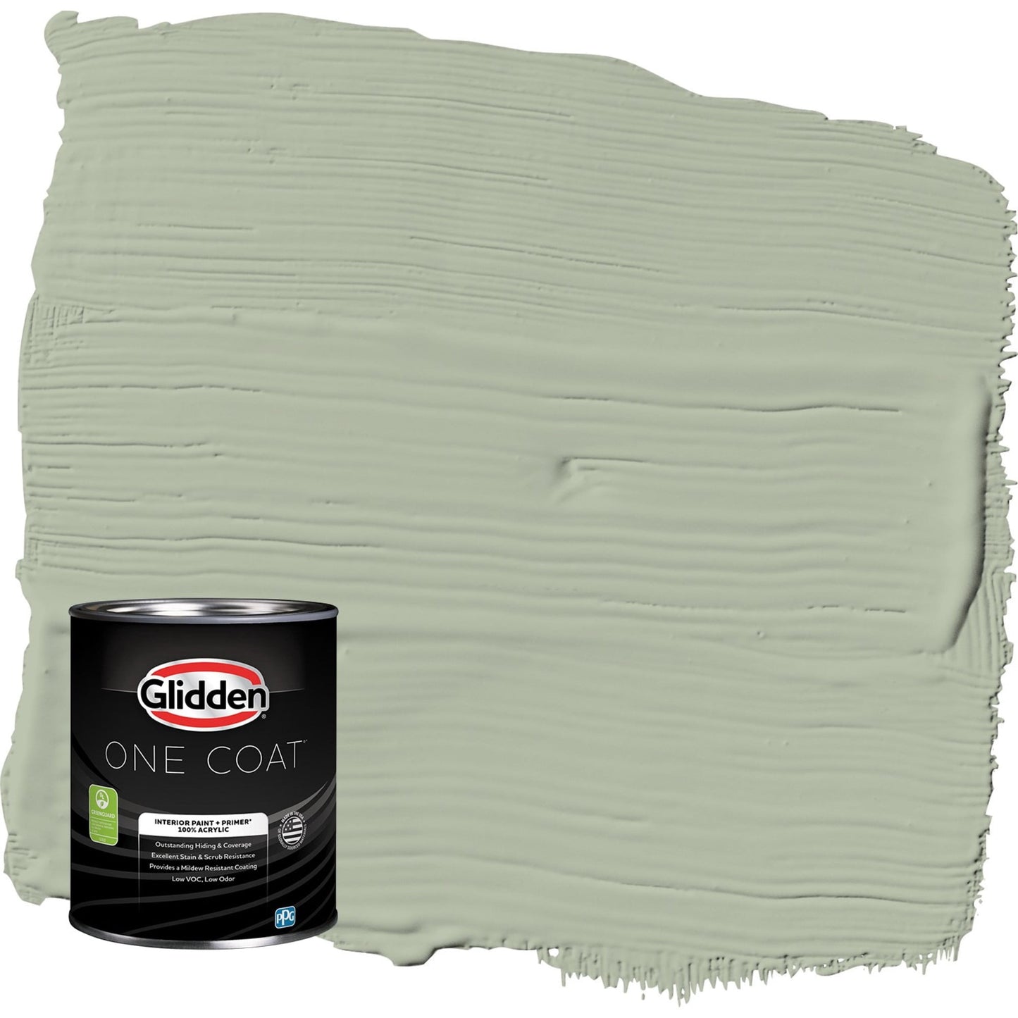 Glidden One Coat Interior Paint and Primer, Light Sage / Green, 1 Quart, Semi-Gloss