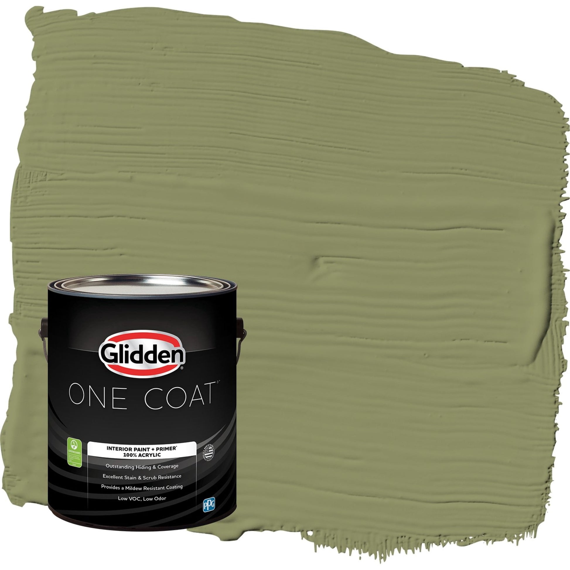 Glidden One Coat Paid in Full / Green Semi-Gloss Interior Paint with Primer, 1 Gallon
