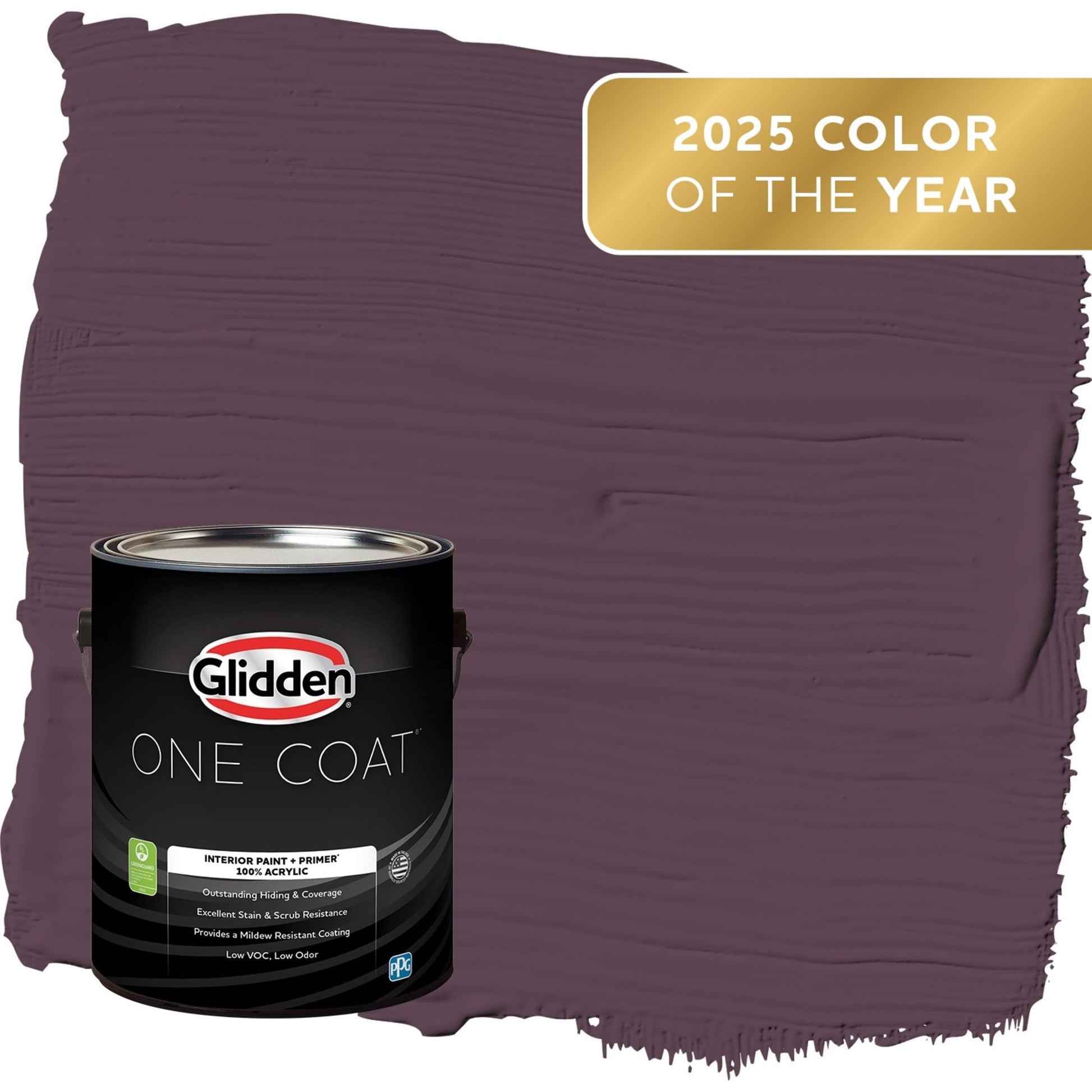 Glidden One Coat Purple Basil / Purple Semi-Gloss Interior Paint with Primer, 1 Gallon