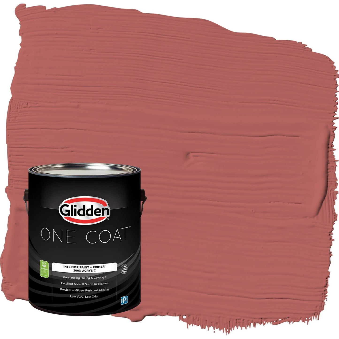 Glidden One Coat Sienna Red / Red Flat Interior Paint with Primer, 1 Gallon