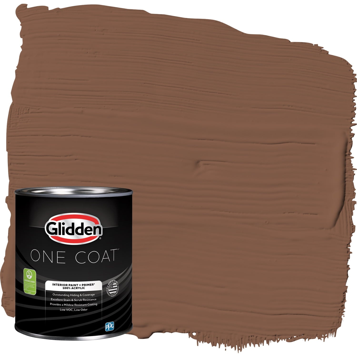Glidden One Coat Pintura Interior y Primer, Canela Especiada / MarrÃ³n, 1 Cuarto, Semi-brillante