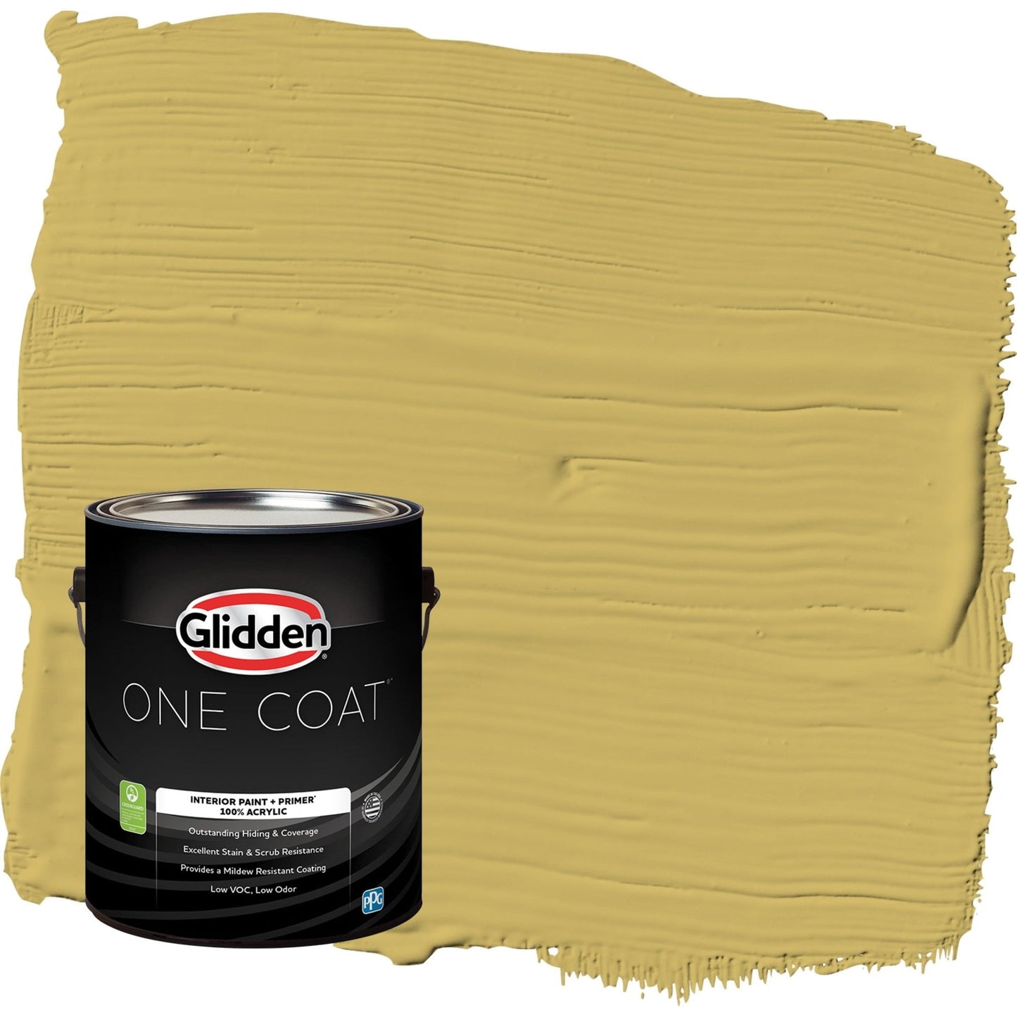 Glidden One Coat Split Pea Soup / Green Flat Interior Paint with Primer, 1 Gallon