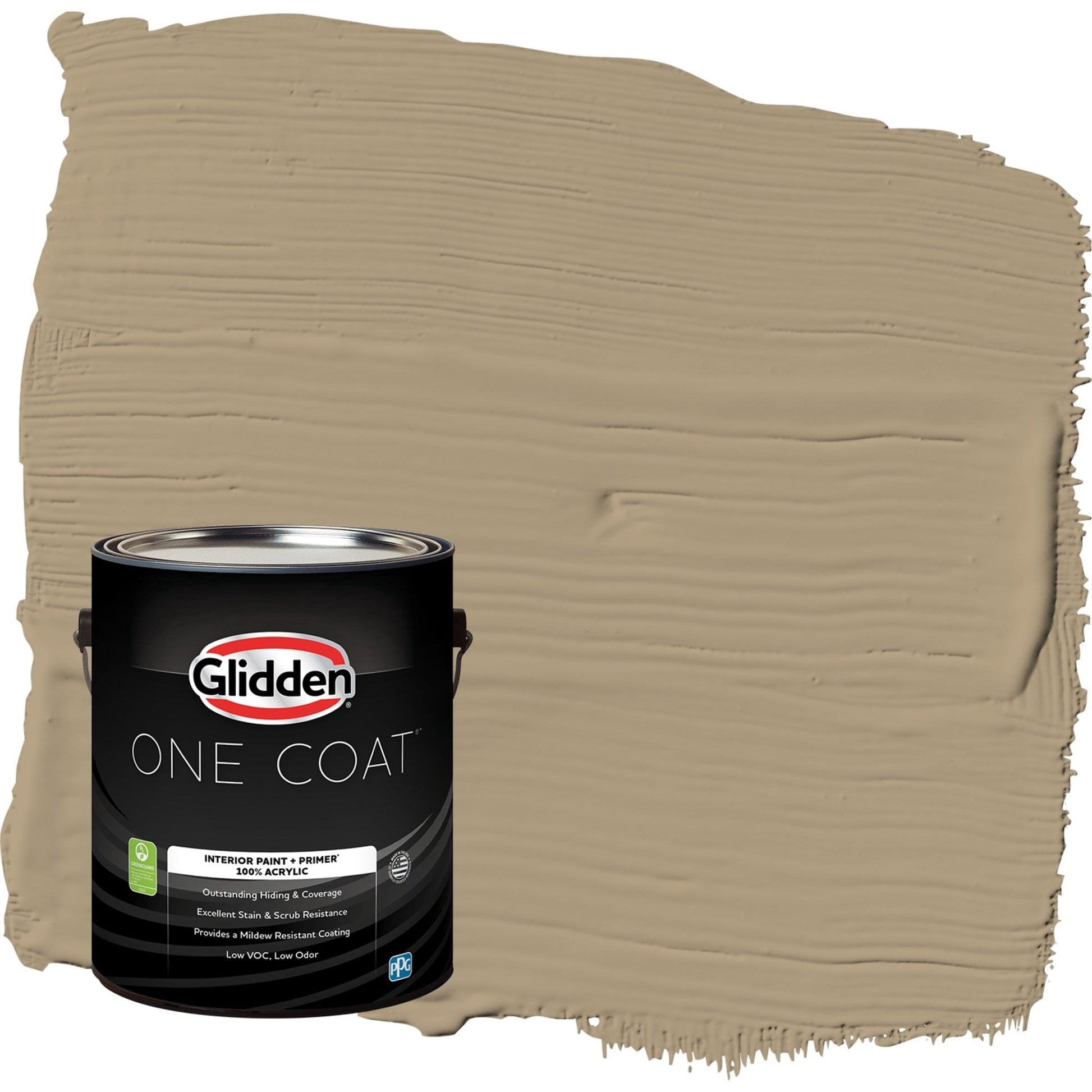 Glidden One Coat Stony Creek / Beige Semi-Gloss Interior Paint with Primer, 1 Gallon