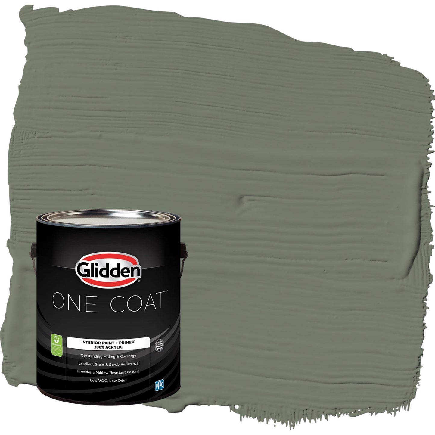 Glidden One Coat Thyme Green / Green Flat Interior Paint with Primer, 1 Gallon