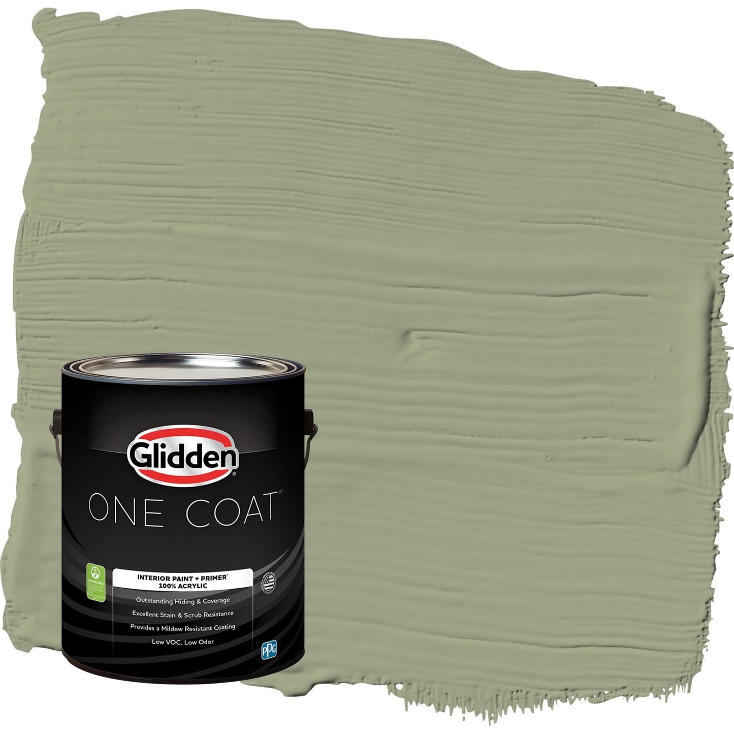 Glidden One Coat Zebra Grass / Green Flat Interior Paint with Primer, 1 Gallon