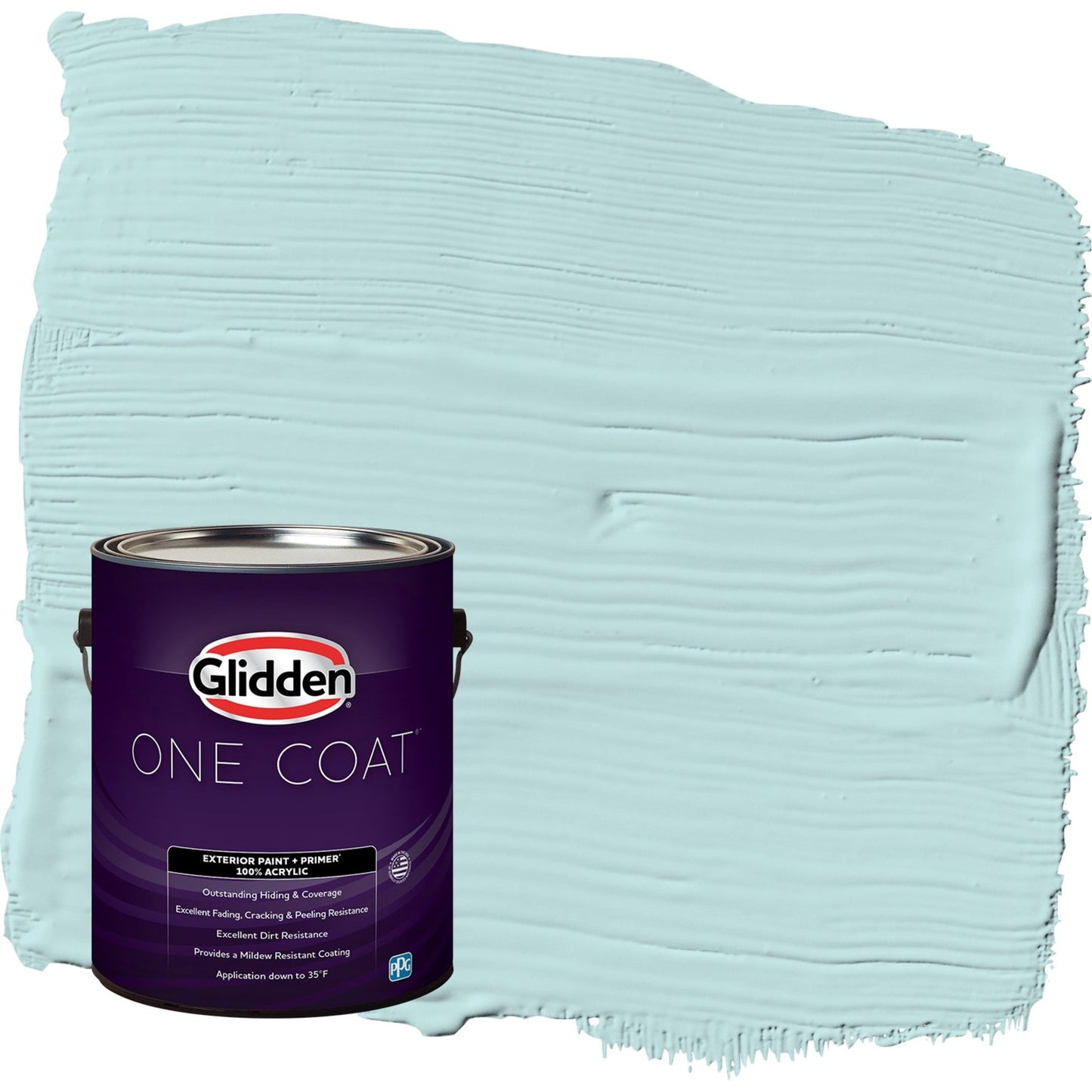 Glidden One Coat Misty Aqua / Blue Satin Exterior Paint with Primer, 1 Gallon