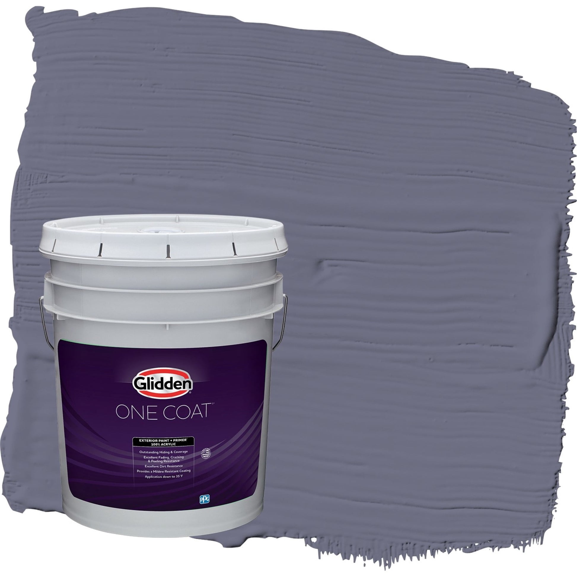 Glidden One Coat Old Mill Blue / Purple Flat Exterior Paint with Primer, 5 Gallon