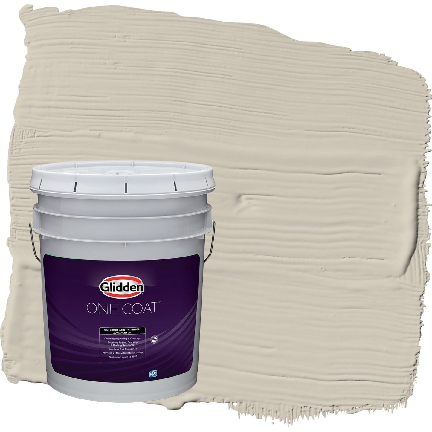 Glidden One Coat Ostrich Feather / Beige Flat Exterior Paint with Primer, 5 Gallon