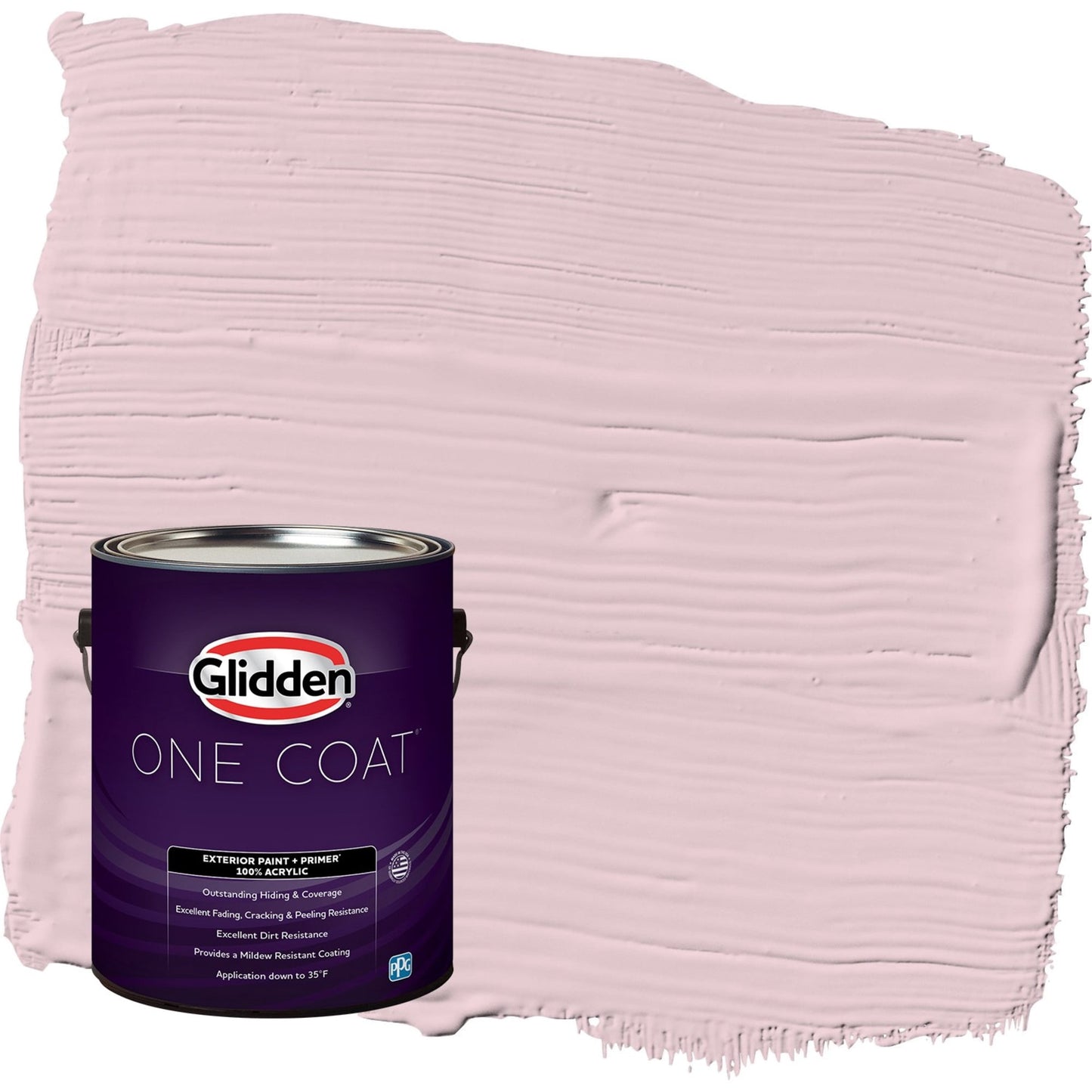 Glidden One Coat Rose Cloud / Pink Satin Exterior Paint with Primer, 1 Gallon