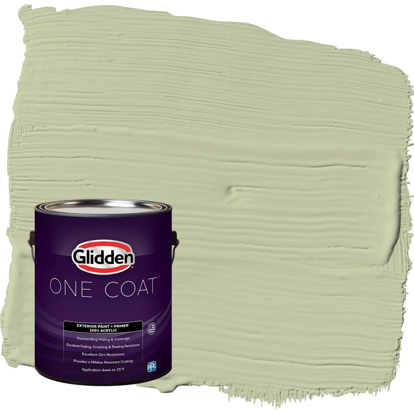 Glidden One Coat Sage Splendor / Green Satin Exterior Paint with Primer, 1 Gallon