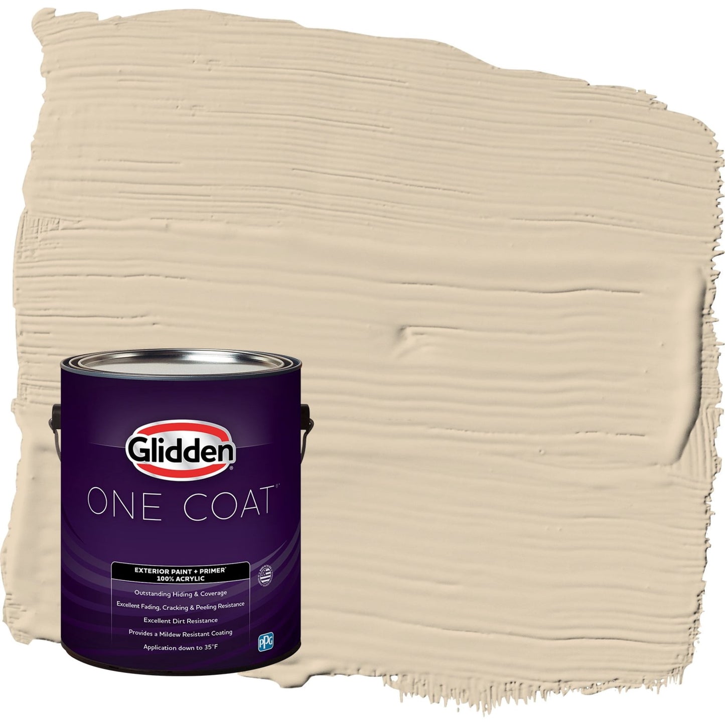 Glidden One Coat Seriously Sand / Beige Satin Exterior Paint with Primer, 1 Gallon