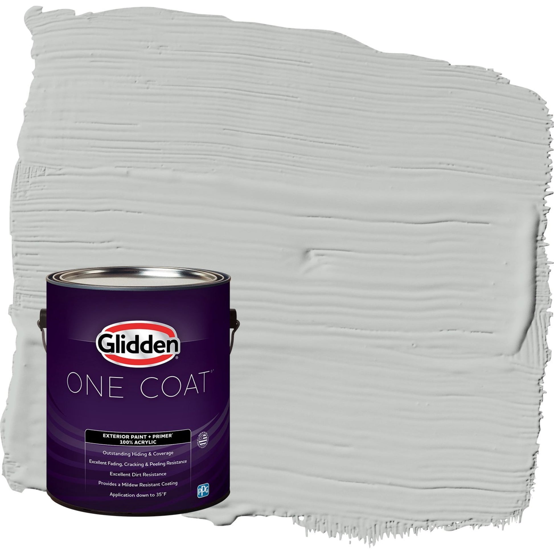 Glidden One Coat Solitary State / Gray Satin Exterior Paint with Primer, 1 Gallon