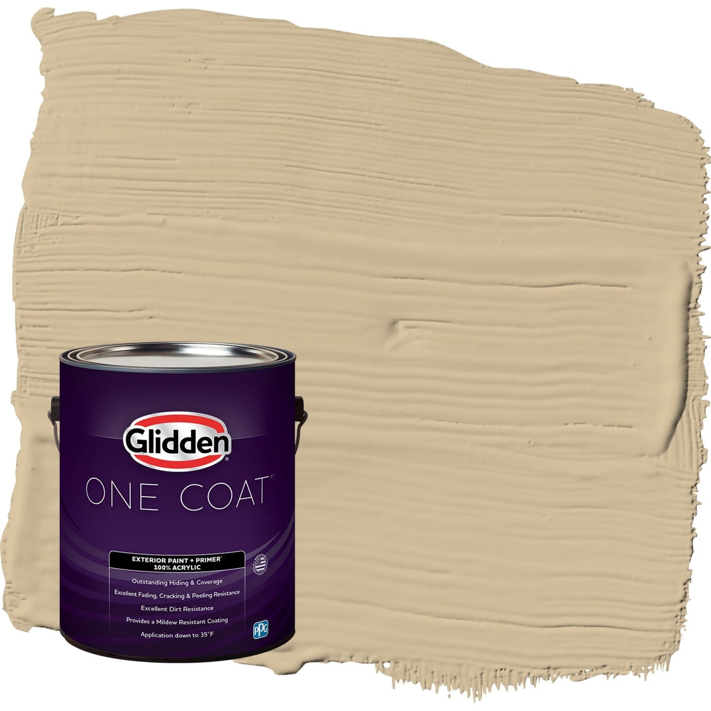 Glidden One Coat Spiced Vinegar / Beige Satin Exterior Paint with Primer, 1 Gallon