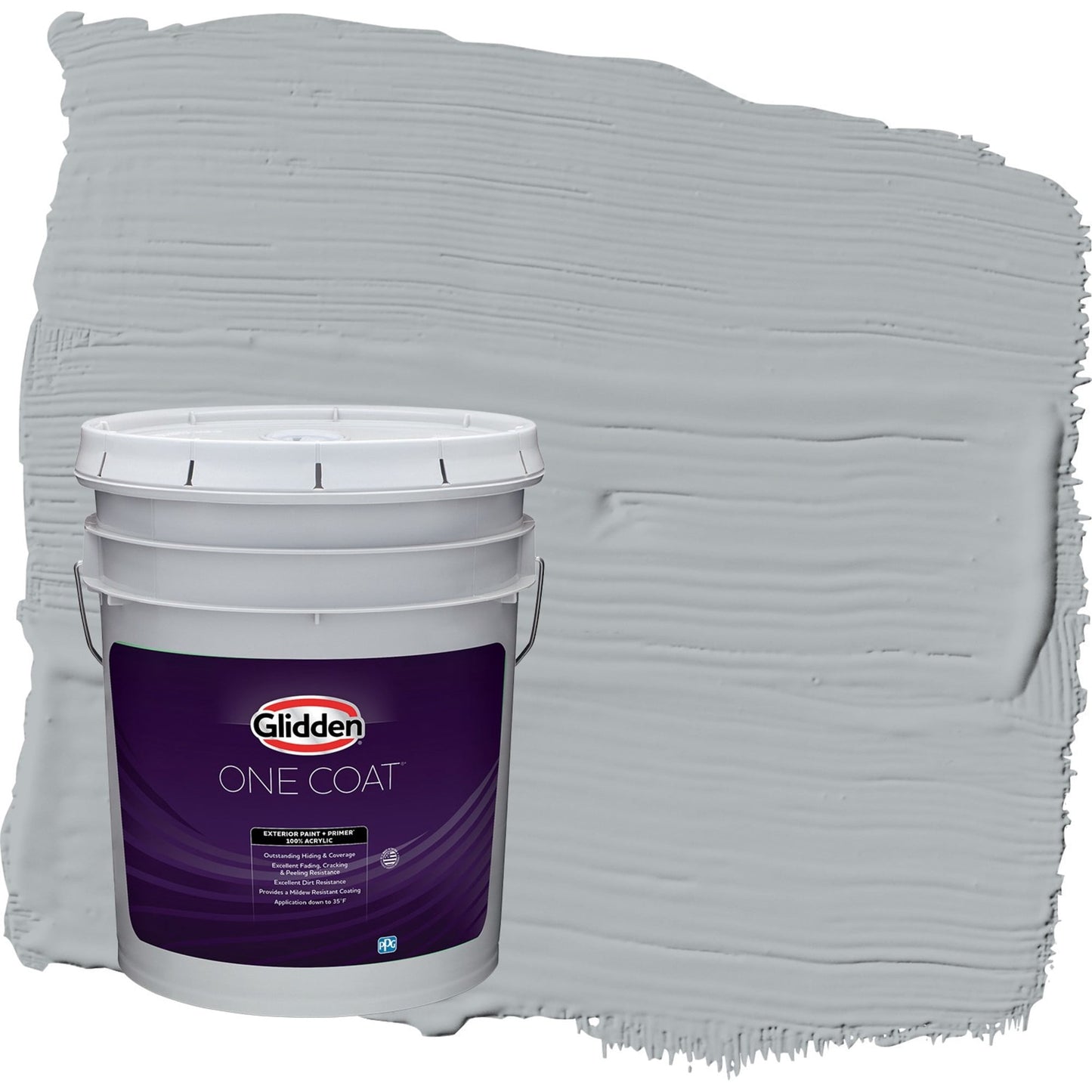 Glidden One Coat Stargazer / Gray Flat Exterior Paint with Primer, 5 Gallon