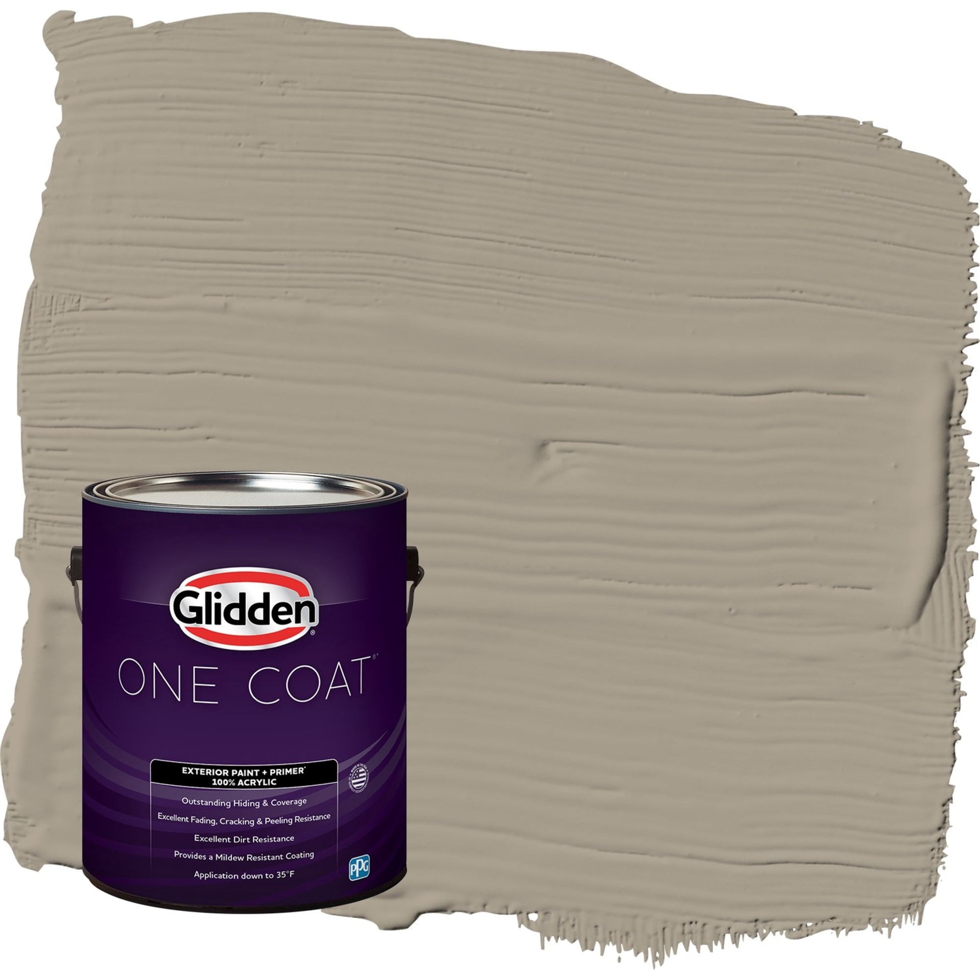 Glidden One Coat Stonehenge Greige / Gray Flat Exterior Paint with Primer, 1 Gallon
